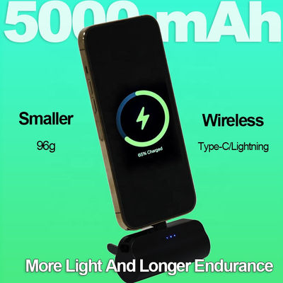 超軽量 快速充電 ポータブル 5000mAh パワーバンク 96g 内蔵ホルダー