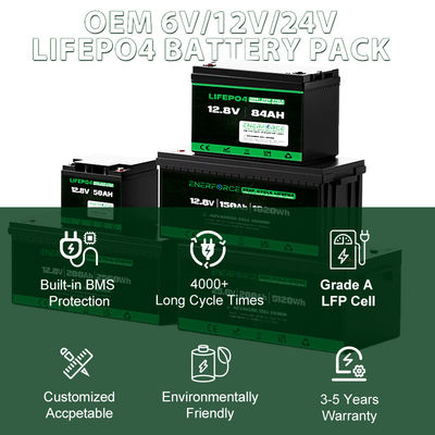 12.8V 100Ah LiFePO4 バッテリー Enerforce OEM ソーラーとバックアップシステムのための長寿命
