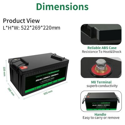 LFP 24v 200ah Lifepo4 バッテリー ブラック 家電用 太陽光エネルギー貯蔵システム